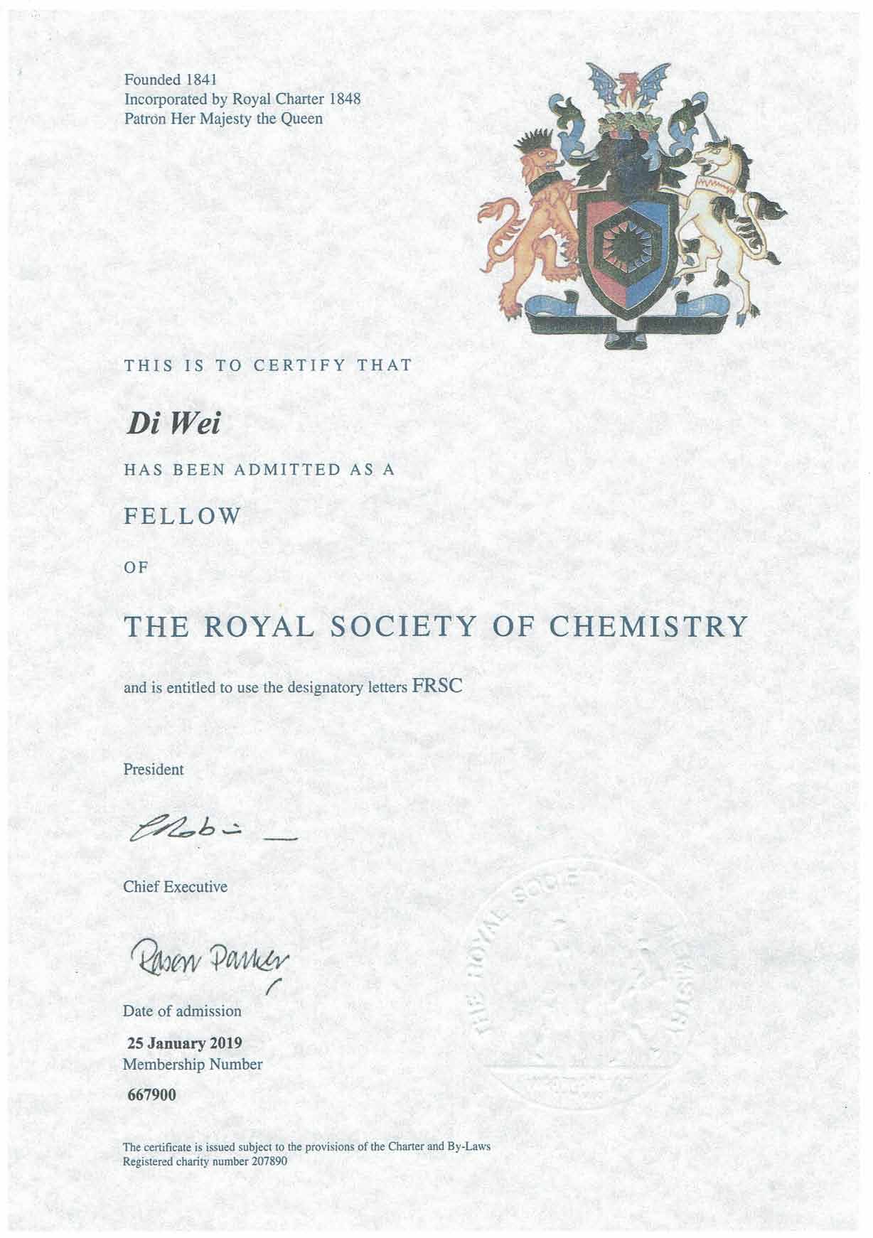 英国皇家化学会会士(FRSC)